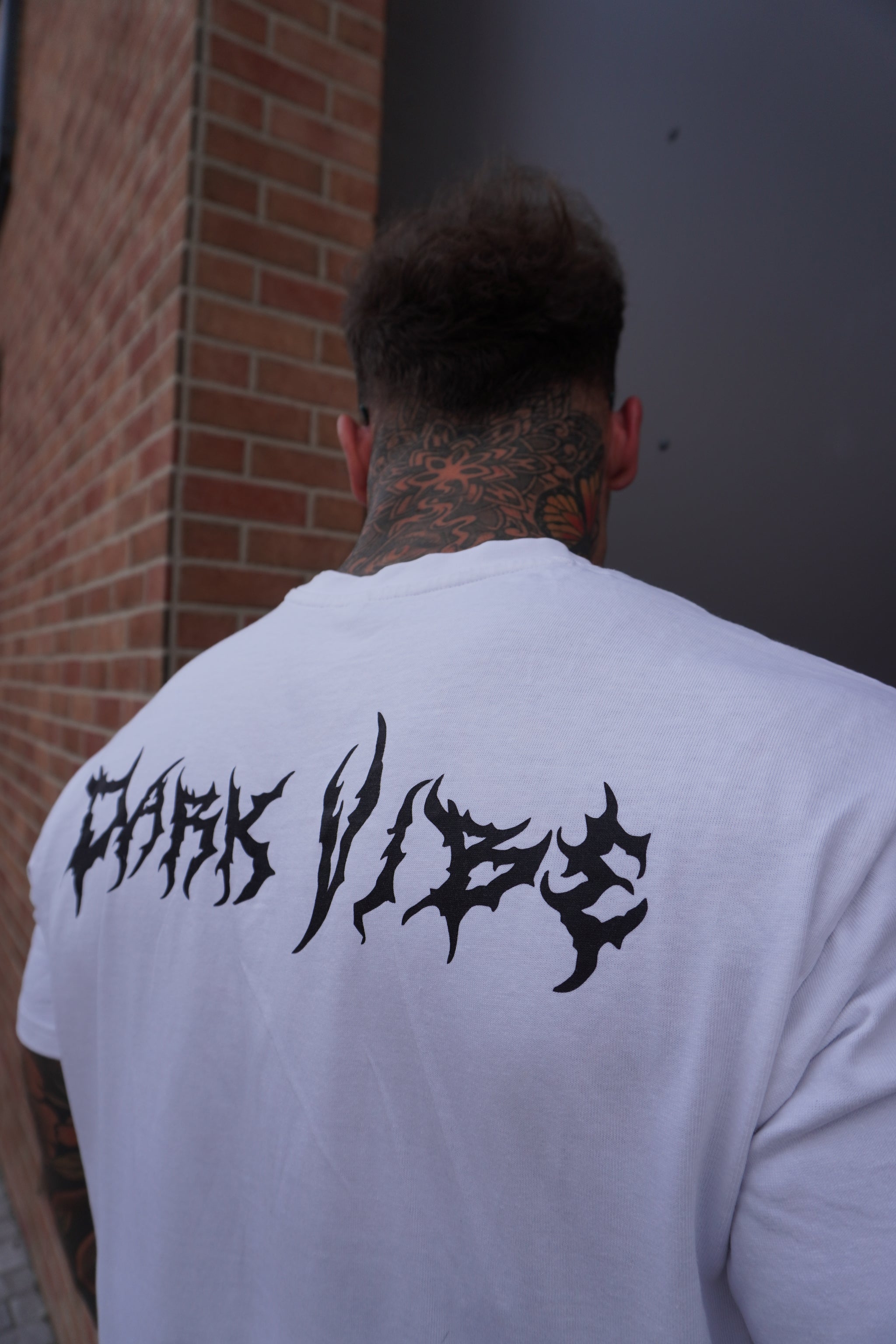 DARK VIBE METAL BACKPRINT T-SHIRT (WHITE)