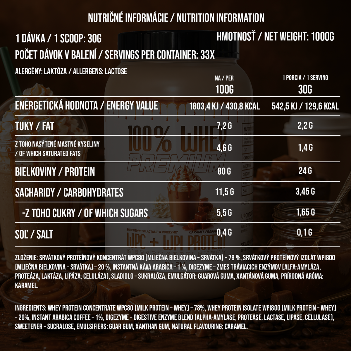 100% PREMIUM WHEY PROTEIN CARAMEL FRAPPUCCINO