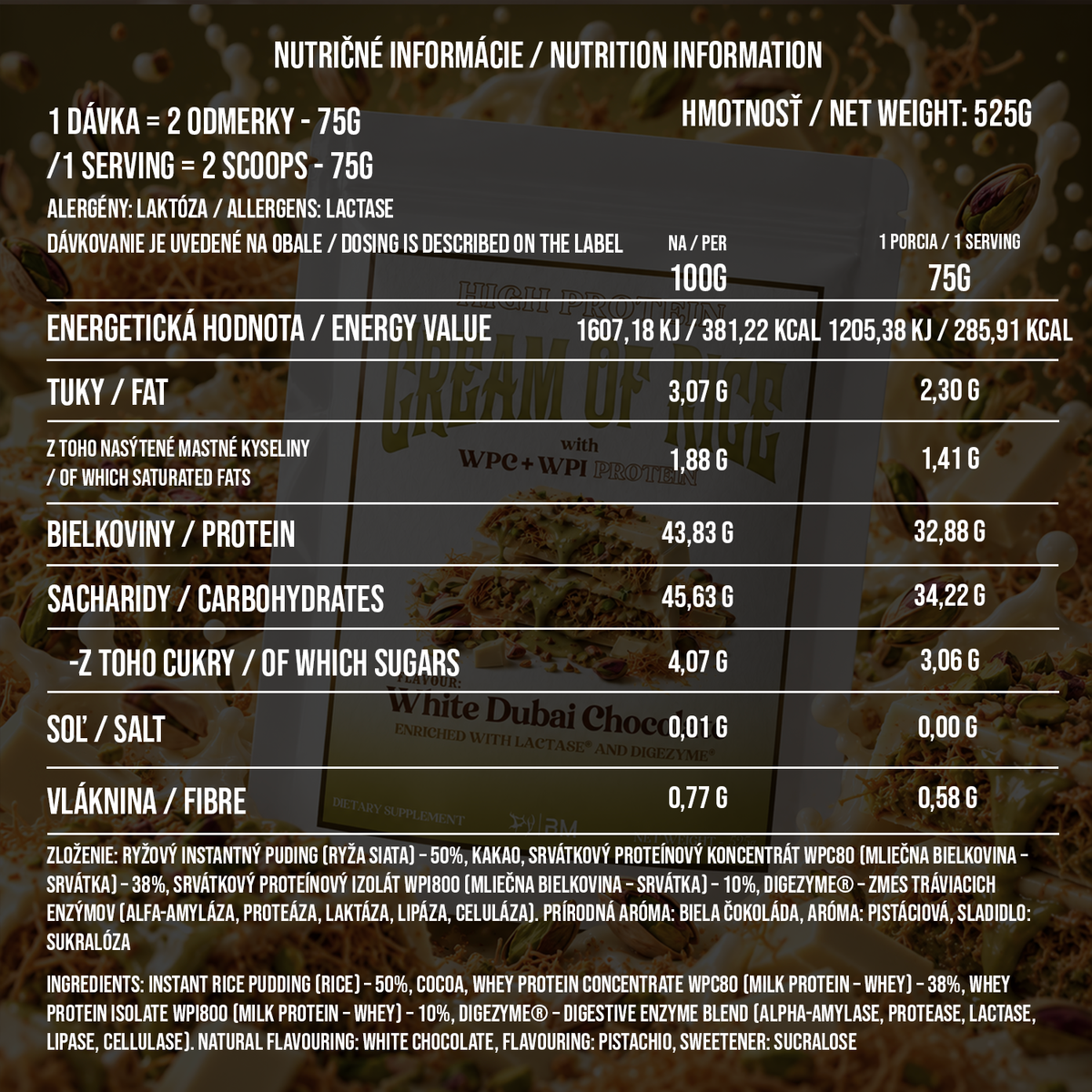 HIGH PROTEIN CREAM OF RICE WHITE DUBAI CHOCOLATE